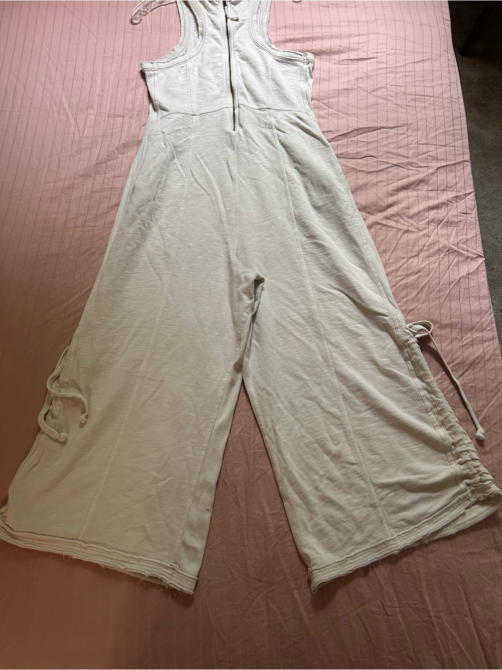 ANTHROPOLOGIE DAILY PRACTICE IVORY WIDE LEG JUMPSUIT SIZE MEDIUM - Picture 6 of 10